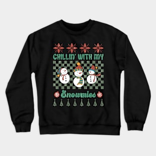 Retro Christmas Chilling With My Snomies Crewneck Sweatshirt